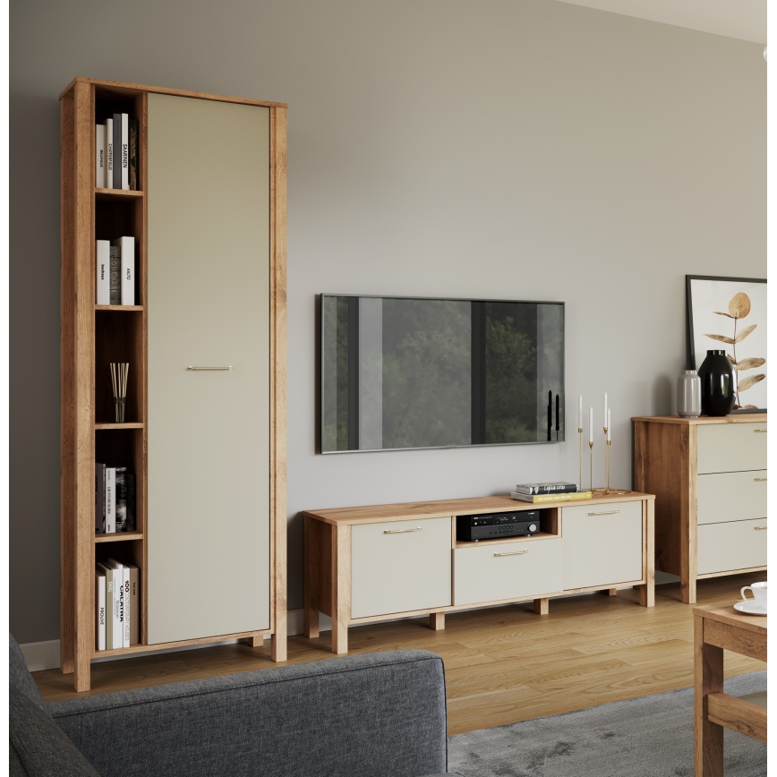 Boekenkast MENTA 66x200x37 cm eiken Wotan/grijs