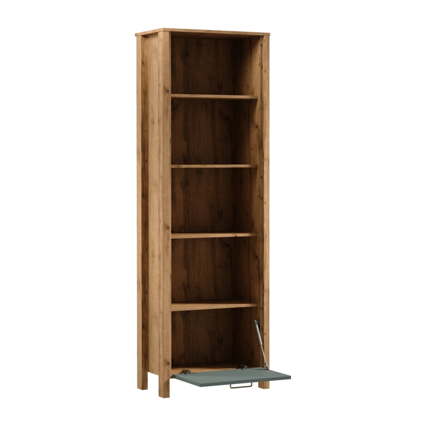 Boekenkast MENTA 66x200x37 cm Wotan-eik/groen
