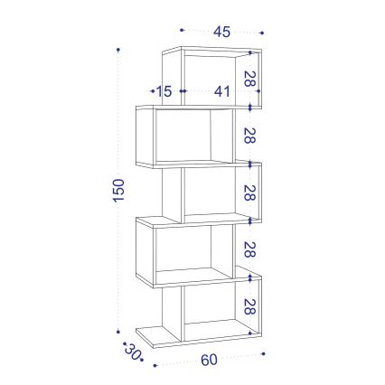 Boekenkast MERIC 15x60 cm wit