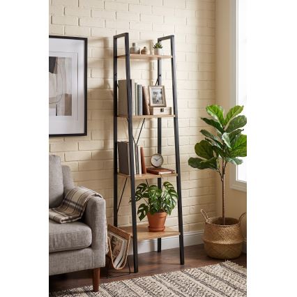 Boekenkast NARVIK 148 x 34 cm zwart/sonoma eik