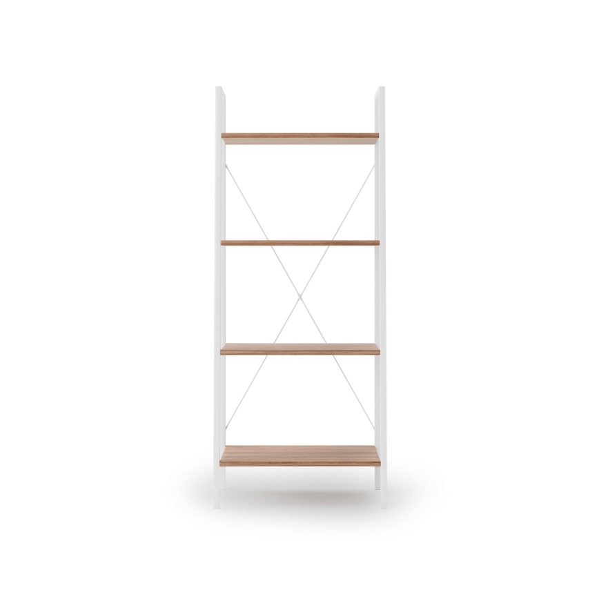 Boekenkast NARVIK 148x60 cm wit/sonoma eiken