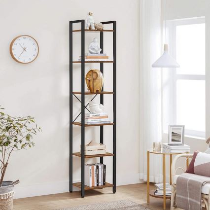 Boekenkast NAVARO 40x179x30 cm bruin/zwart