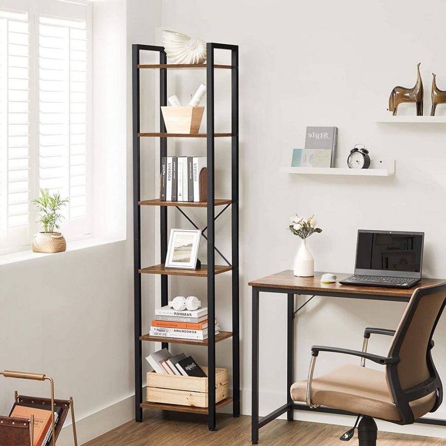 Boekenkast NAVARO 40x179x30 cm bruin/zwart