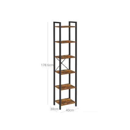 Boekenkast NAVARO 40x179x30 cm bruin/zwart