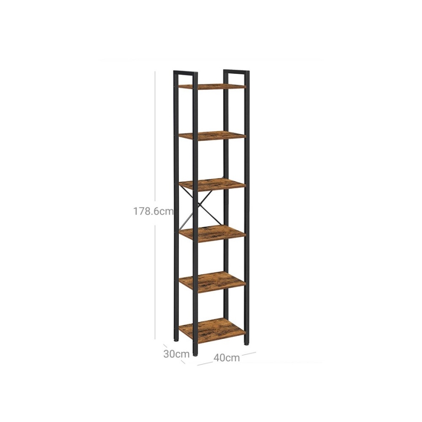 Boekenkast NAVARO 40x179x30 cm bruin/zwart