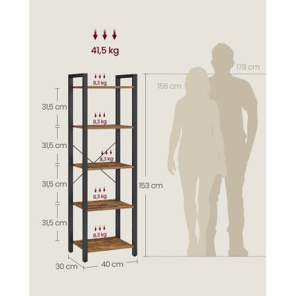Boekenkast NAVARO bruin/zwart