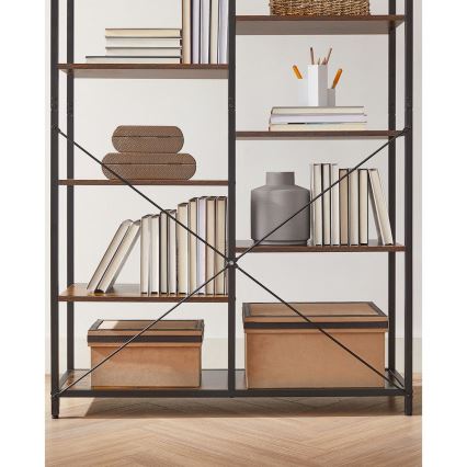 Boekenkast NAVARO bruin/zwart