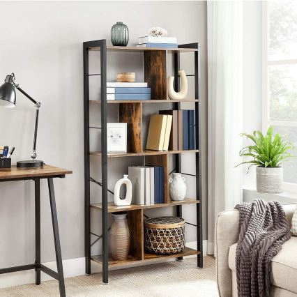 Boekenkast NAVARO bruin/zwart