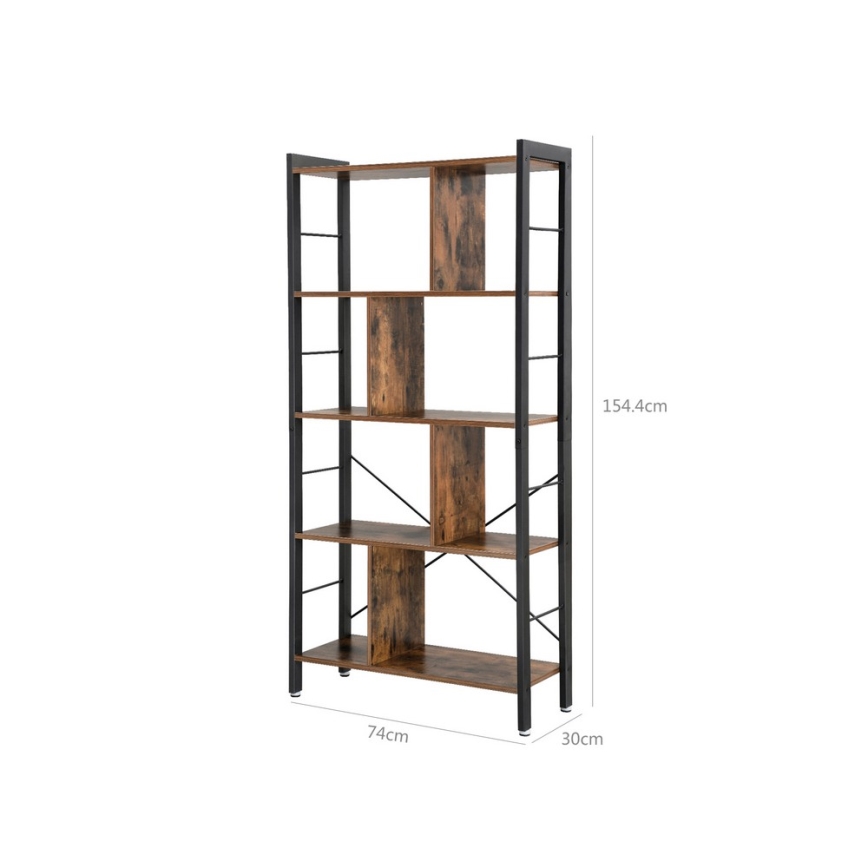 Boekenkast NAVARO bruin/zwart