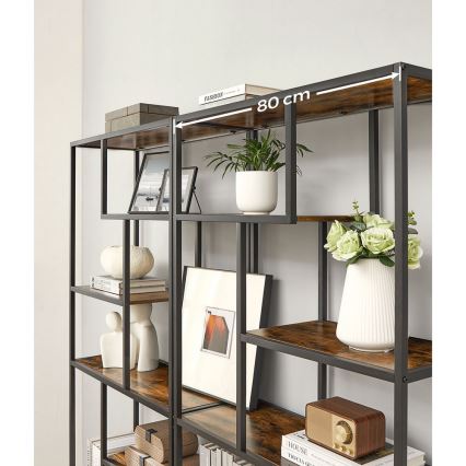 Boekenkast NAVARO bruin/zwart