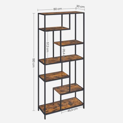 Boekenkast NAVARO bruin/zwart