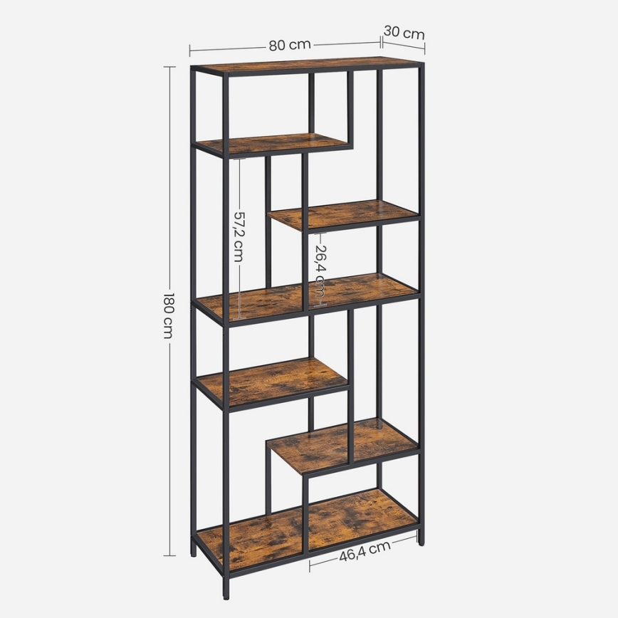 Boekenkast NAVARO bruin/zwart