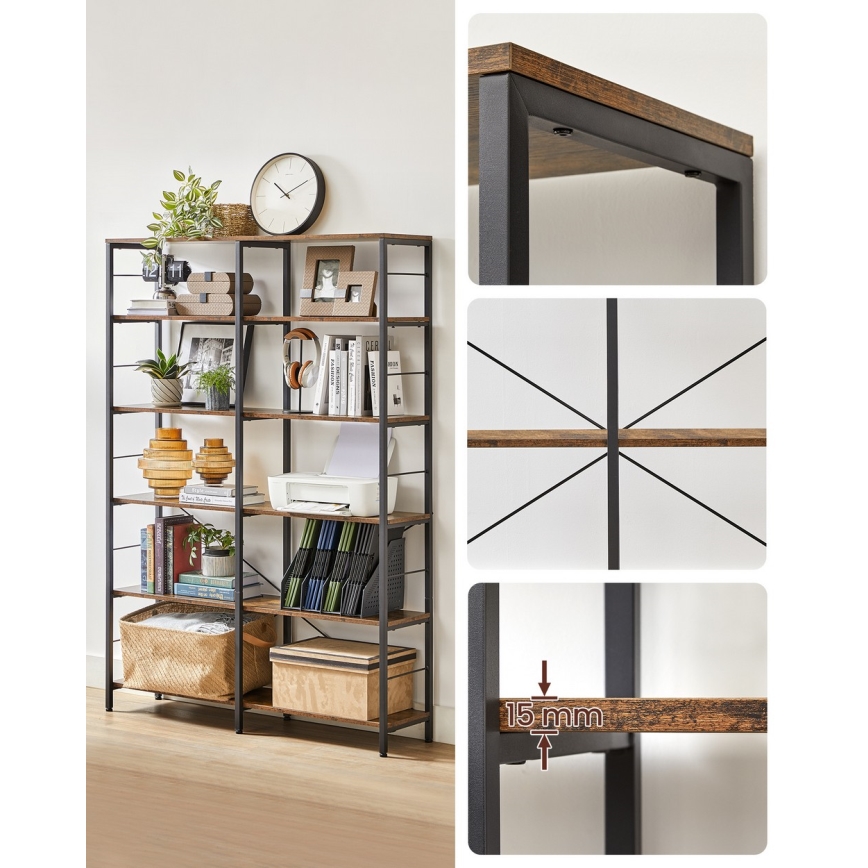 Boekenkast NAVARO bruin/zwart