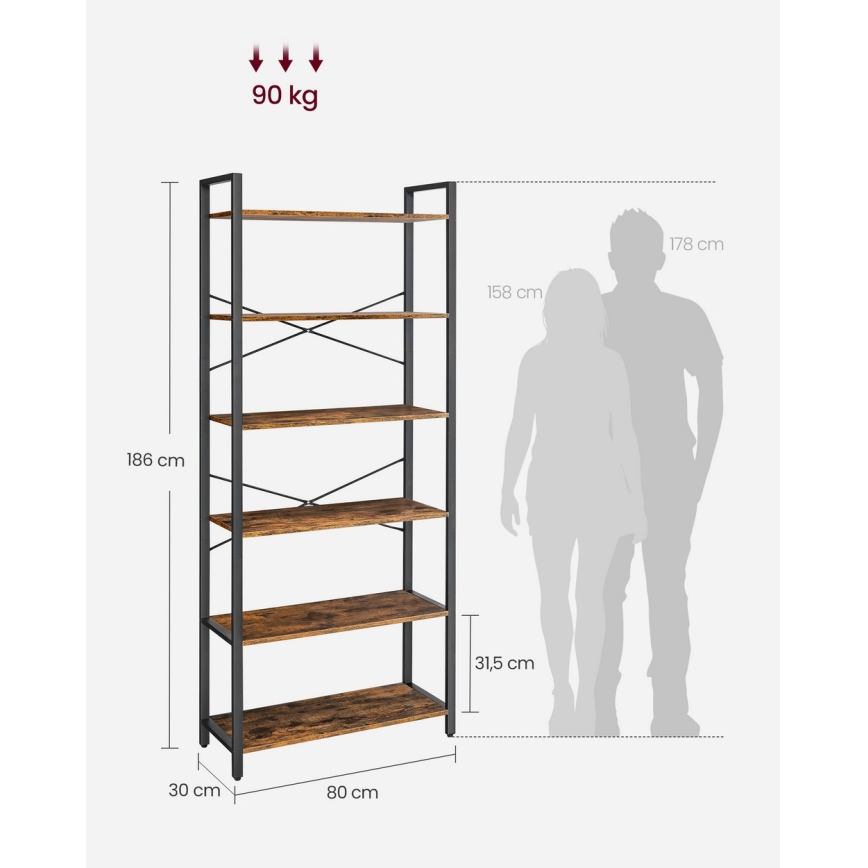Boekenkast NAVARO in bruin/zwart