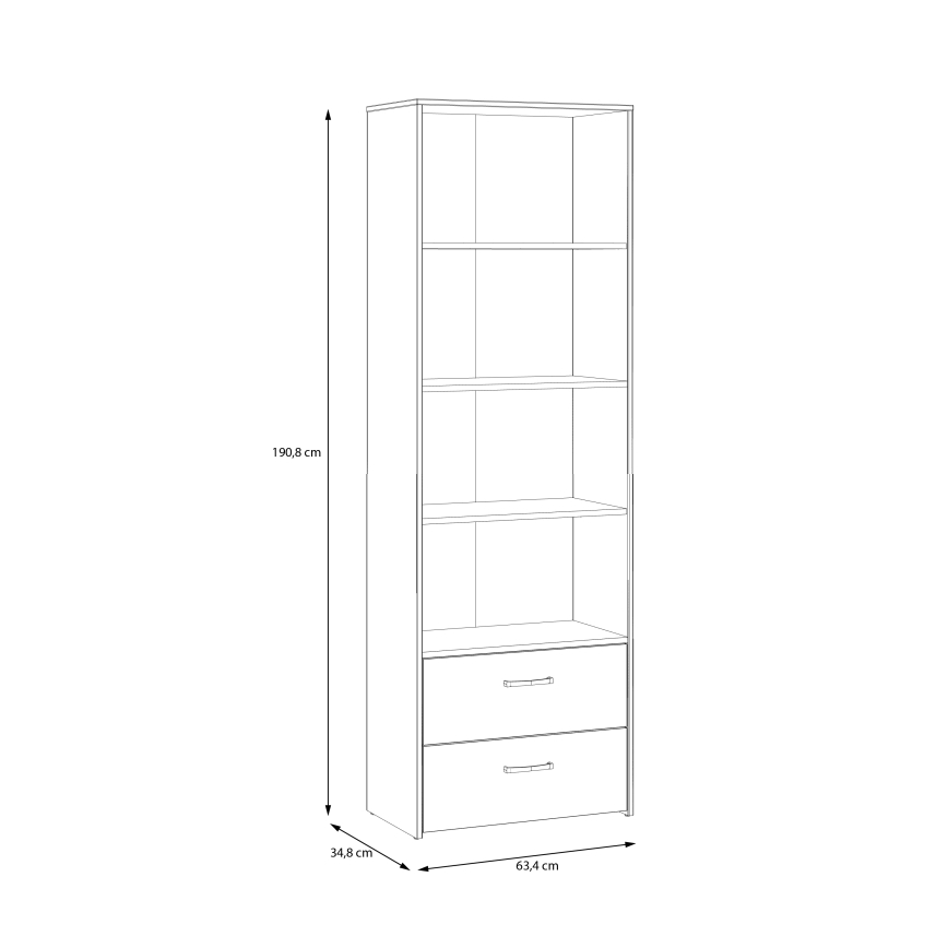 Boekenkast URO eiken artisan/wit
