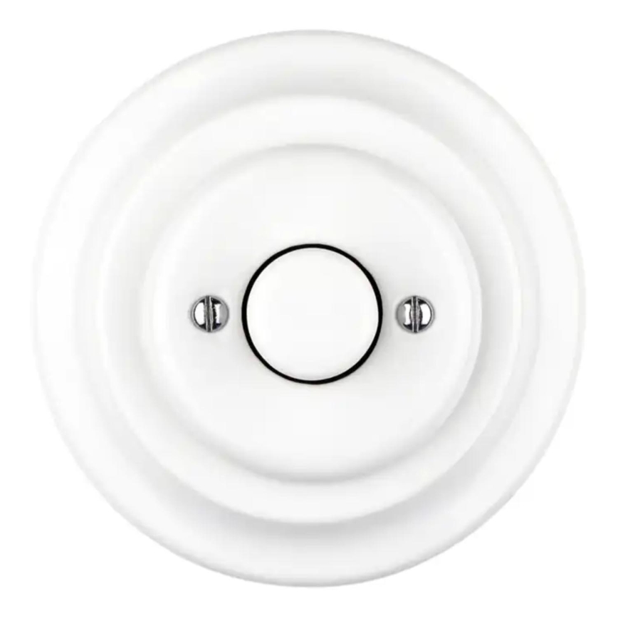 Bohemia-Design - Porseleinen retro-dimmer met draaiknop en afdekraam 250V/10A wit