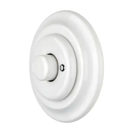 Bohemia-Design - Porseleinen retro-dimmer met draaiknop en afdekraam 250V/10A wit