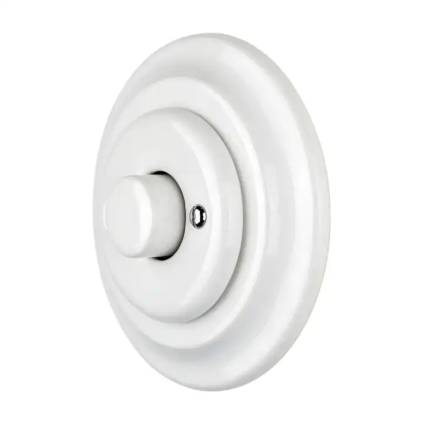Bohemia-Design - Porseleinen retro-dimmer met draaiknop en afdekraam 250V/10A wit