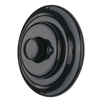 Bohemia-Design - Porseleinen retro draaibare dimmer met afdekraam 250V/10A zwart