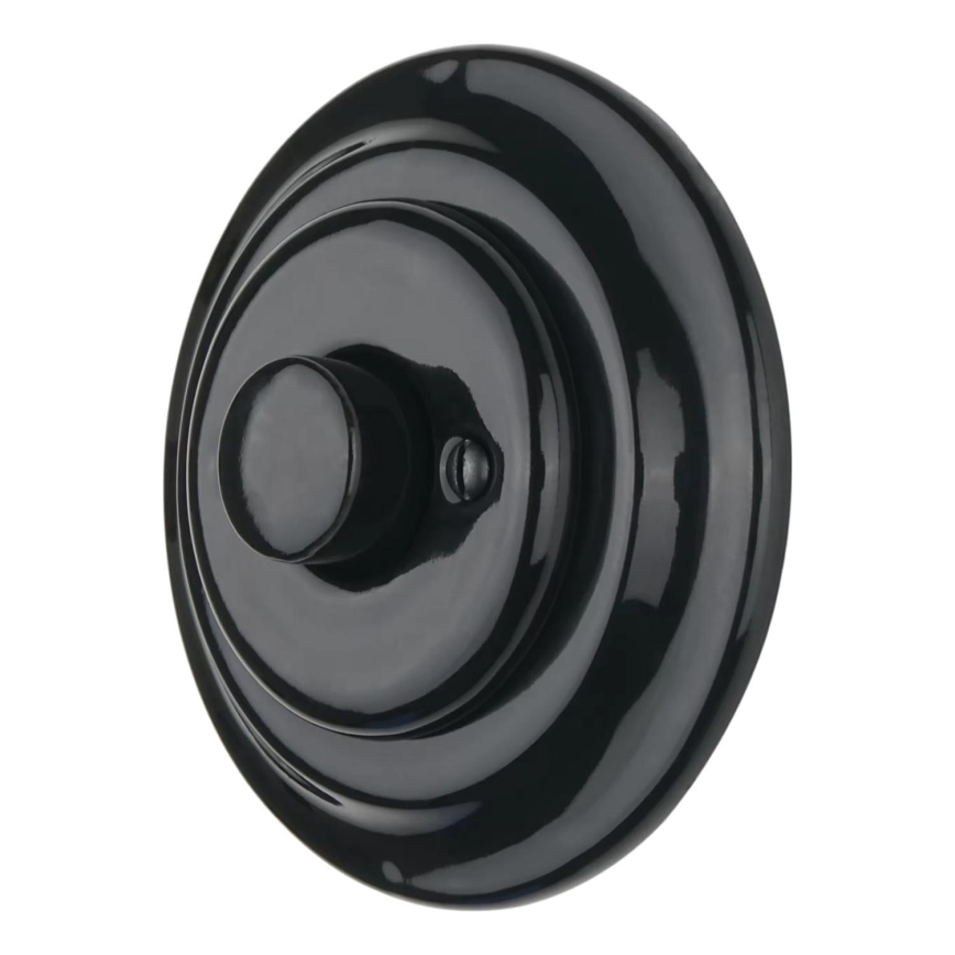 Bohemia-Design - Porseleinen retro draaibare dimmer met afdekraam 250V/10A zwart
