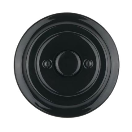 Bohemia-Design - Porseleinen retro draaibare dimmer met afdekraam 250V/10A zwart
