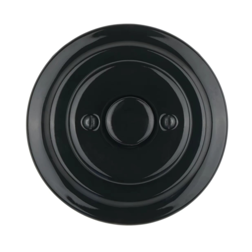 Bohemia-Design - Porseleinen retro draaibare dimmer met afdekraam 250V/10A zwart