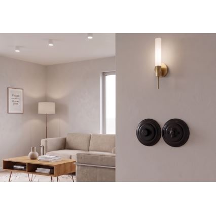 Bohemia-Design - Porseleinen retro draaibare dimmer met afdekraam 250V/10A zwart