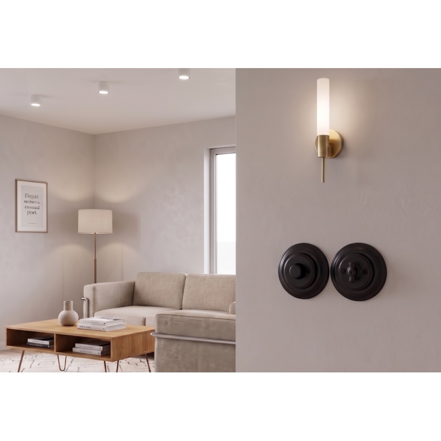 Bohemia-Design - Porseleinen retro draaibare dimmer met afdekraam 250V/10A zwart