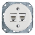 Bohemia-Design - Porseleinen retro Ethernet-wanddoos zonder afdekraam, 2x CAT5e, wit