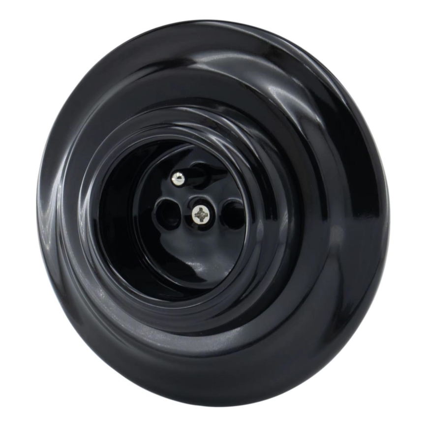 Bohemia-Design - Porseleinen retro stopcontact met afdekraam 250V/16A zwart