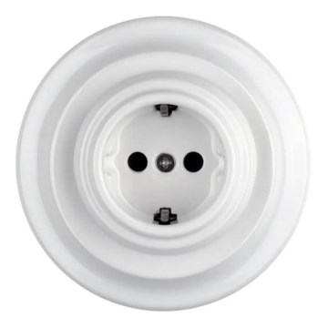 Bohemia-Design - Porseleinen retro stopcontact met afdekraam SCHUKO 250V/16A wit