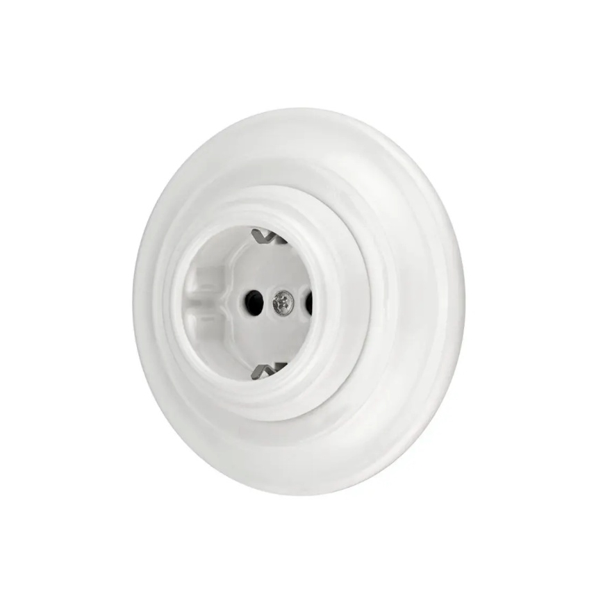 Bohemia-Design - Porseleinen retro stopcontact met afdekraam SCHUKO 250V/16A wit