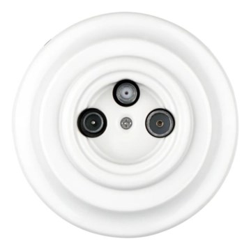 Bohemia-Design - Porseleinen retro TV/SAT-W wandcontactdoos met afdekraam, wit