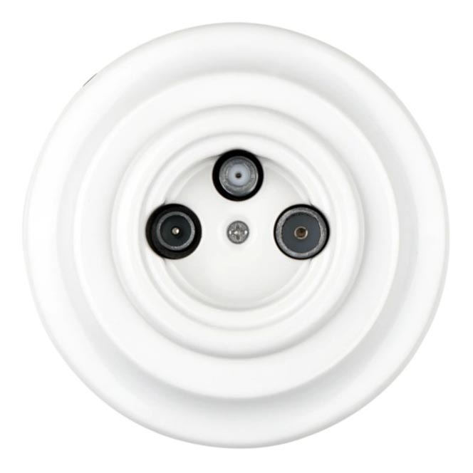 Bohemia-Design - Porseleinen retro TV/SAT-W wandcontactdoos met afdekraam, wit