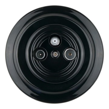 Bohemia-Design - Porseleinen retro TV/SAT-W wandcontactdoos met afdekraam, zwart