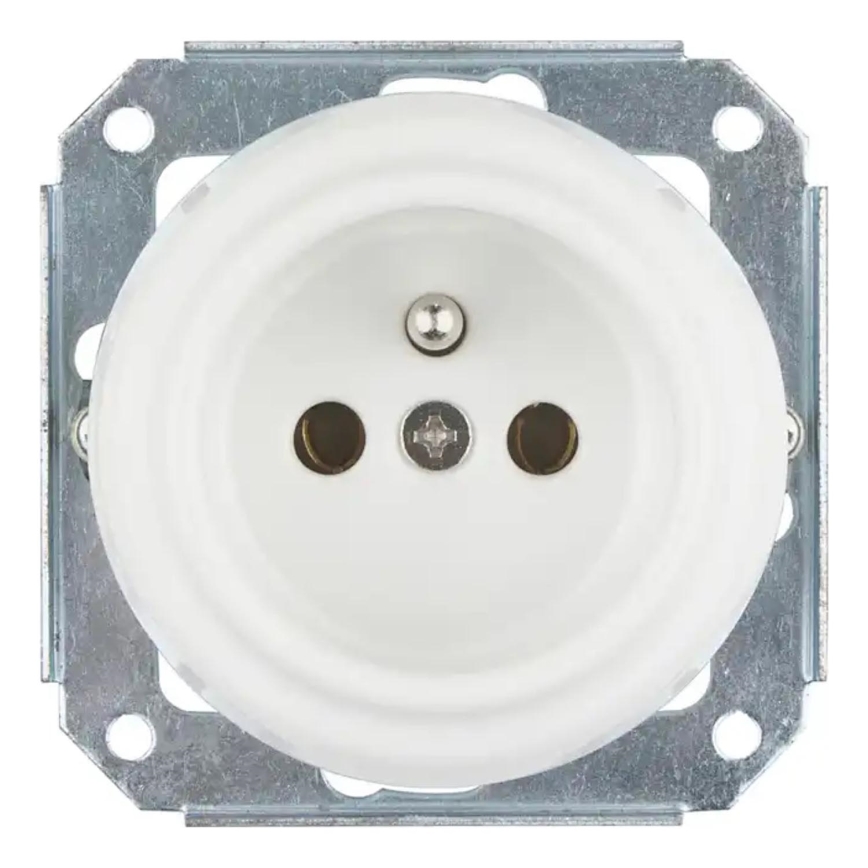 Bohemia-Design - Porseleinen retro-wandcontactdoos voor huishoudelijk gebruik zonder afdekraam 250V/16A wit