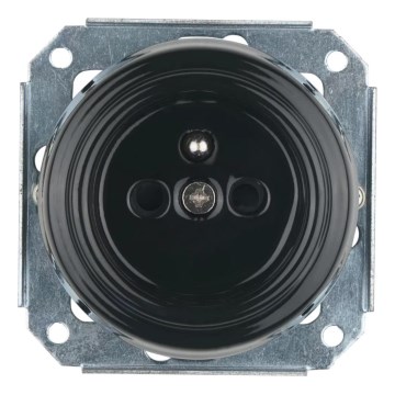 Bohemia-Design - Porseleinen retro wandcontactdoos voor huishoudelijk gebruik zonder afdekraam 250V/16A zwart