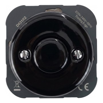 Bohemia-Design - Porseleinen retrodimmer zonder afdekraam 250V/10A zwart