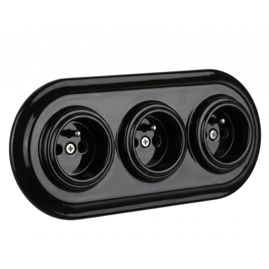 Bohemia-Design - Retro porseleinen driedelige lijst, zwart