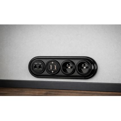 Bohemia-Design - Retro porseleinen fotolijst voor vier foto's, zwart