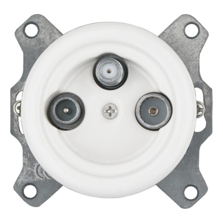 Bohemia-Design - Retro porseleinen TV/SAT-aansluiting zonder afdekraam, wit