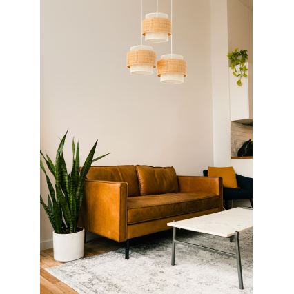 BOHO hanglamp aan snoer 3xE27/60W/230V jute/crème