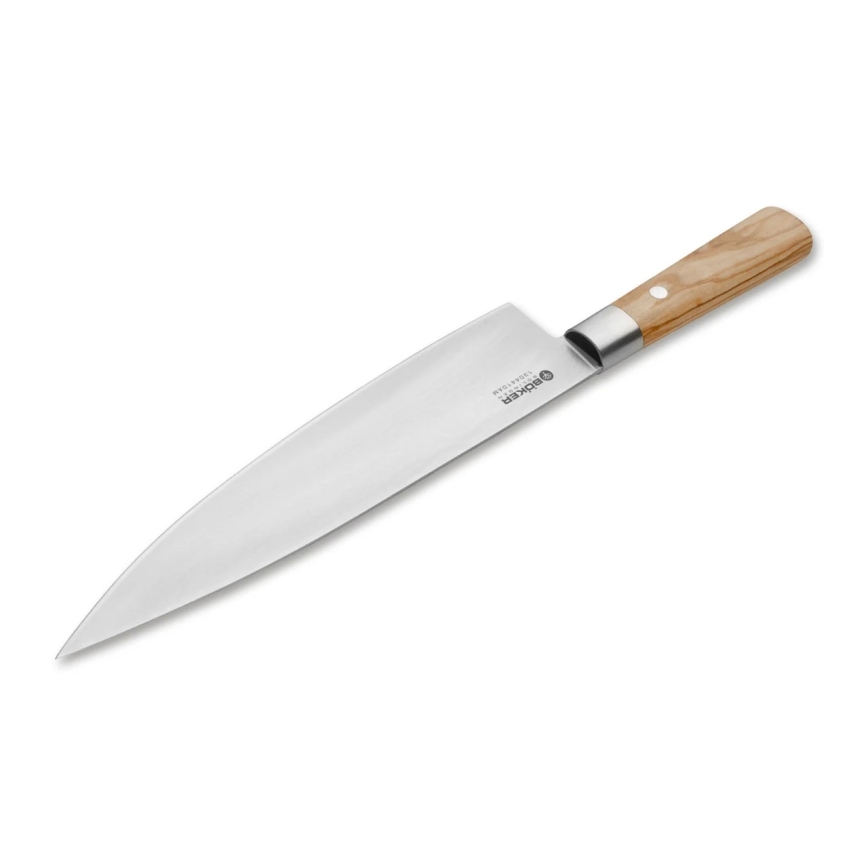 Böker - Damaststalen keukenmes DAMAST OLIVE 21,2 cm olijfhout