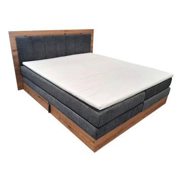 Boxspringbed JASMINE 180x200 cm met matrassen en topper met opbergruimte, grijs