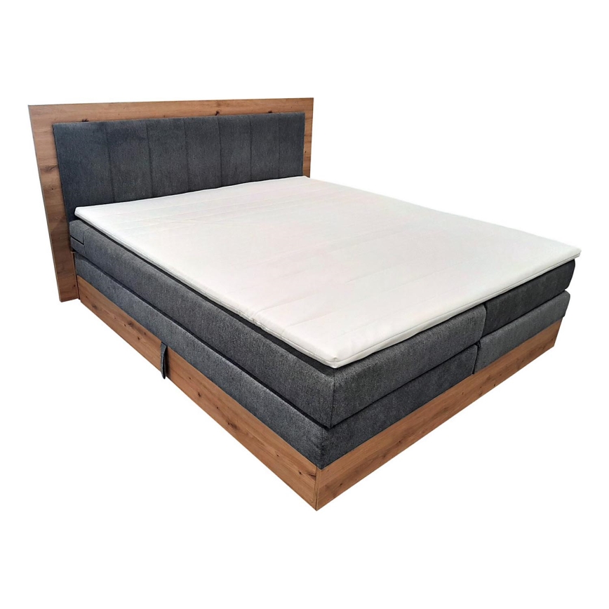 Boxspringbed JASMINE 180x200 cm met matrassen en topper met opbergruimte, grijs