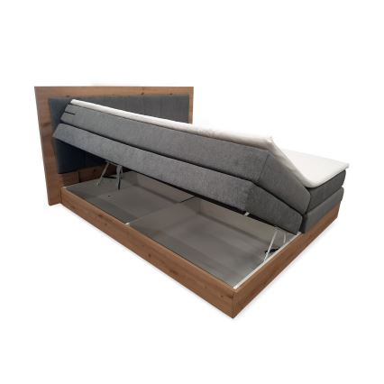 Boxspringbed JASMINE 180x200 cm met matrassen en topper met opbergruimte, grijs