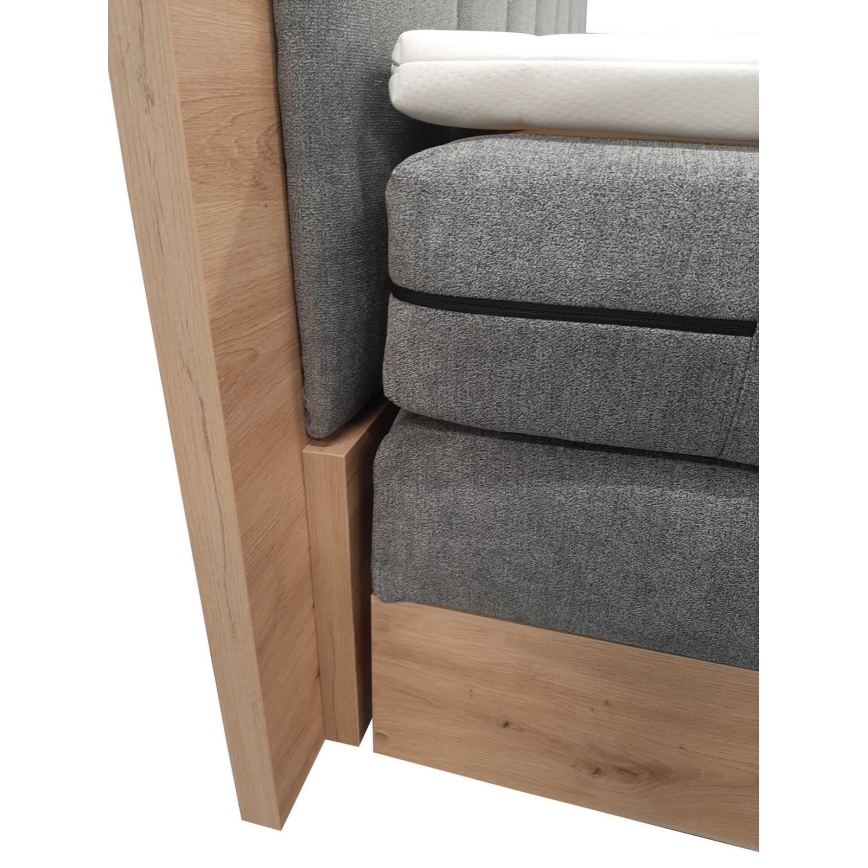 Boxspringbed JASMINE 180x200 cm met matrassen en topper met opbergruimte, grijs