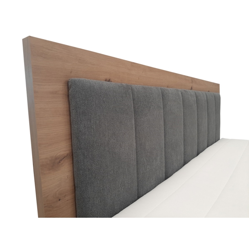 Boxspringbed JASMINE 180x200 cm met matrassen en topper met opbergruimte, grijs