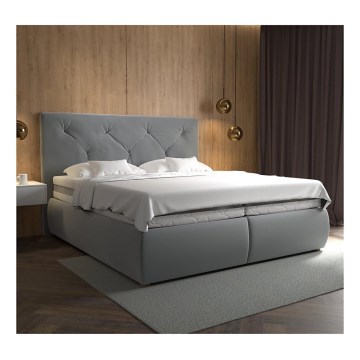 Boxspringbed met matras en topper ELEN 160x200 cm grijs