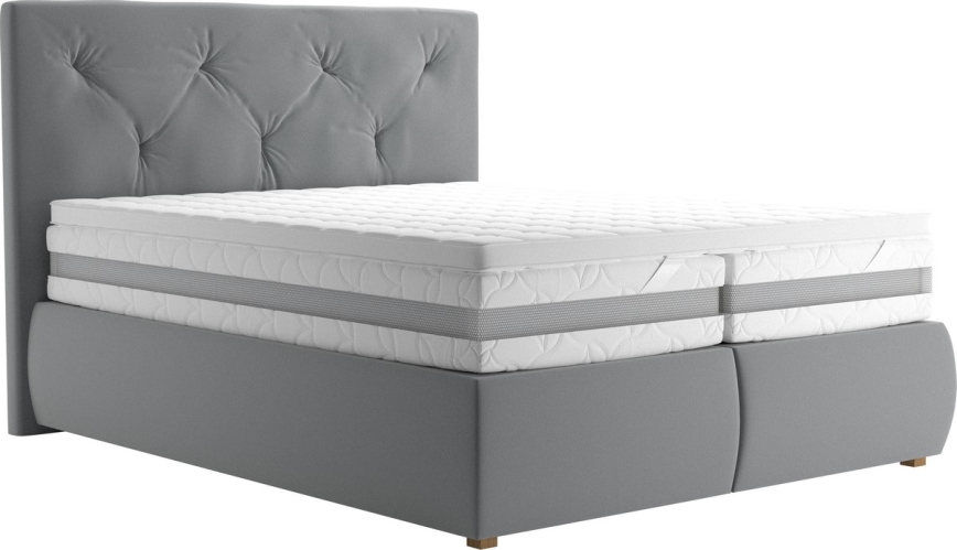 Boxspringbed met matras en topper ELEN 160x200 cm grijs
